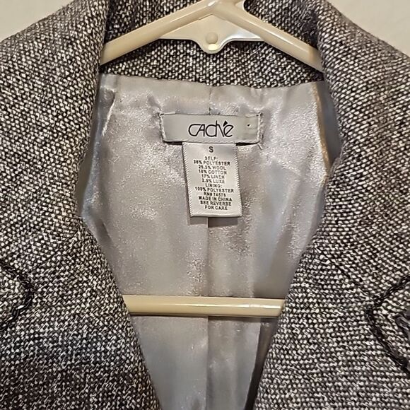 - Cache Metallic Tweed Fringe Blazer Jacket size small. - Picture 2 of 9